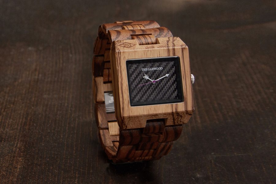 A watch from The Garwood, a one-of-a-kind wooded watch brand founded by Michael Garwood.