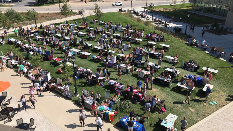 In the lawn of the Student Union, 120 student organizations gathered to spread knowledge about  their club. (Photo by Karley Betzler)