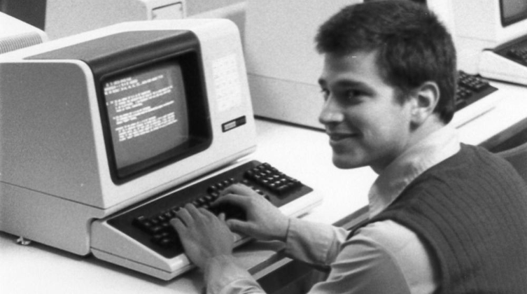 A student using one of the first Digital VT 100 terminals in the computer science department. Photo retrieved from uwlax.edu. 