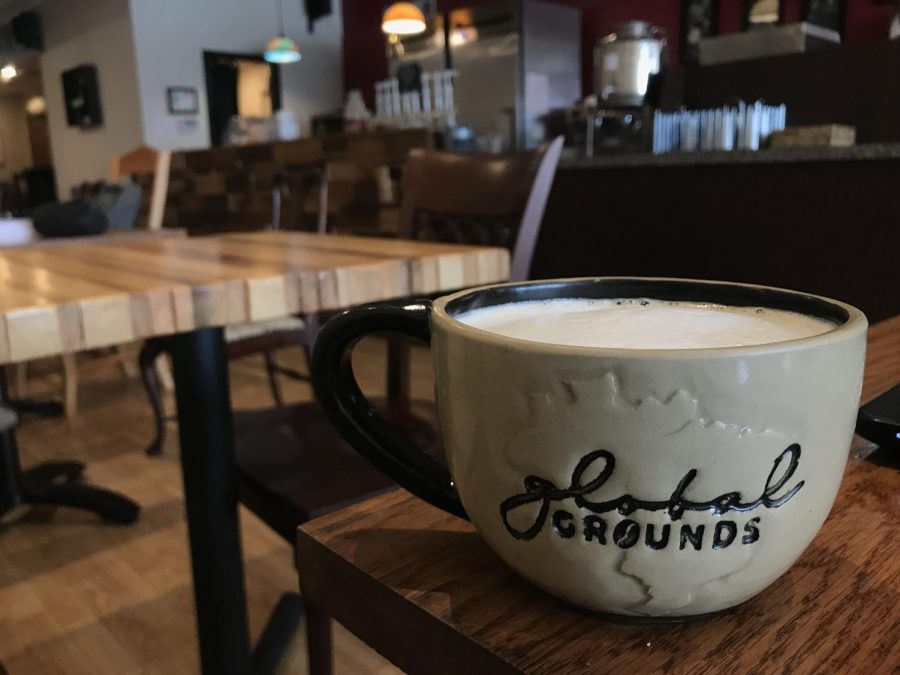 Global Grounds mug. Photo by Karley Betzler. 