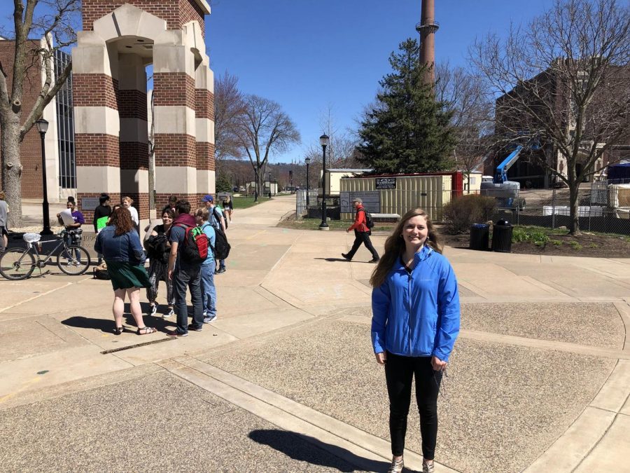 UWL student Katie Fleischman attended the pro-choice rally to oppose the message. 