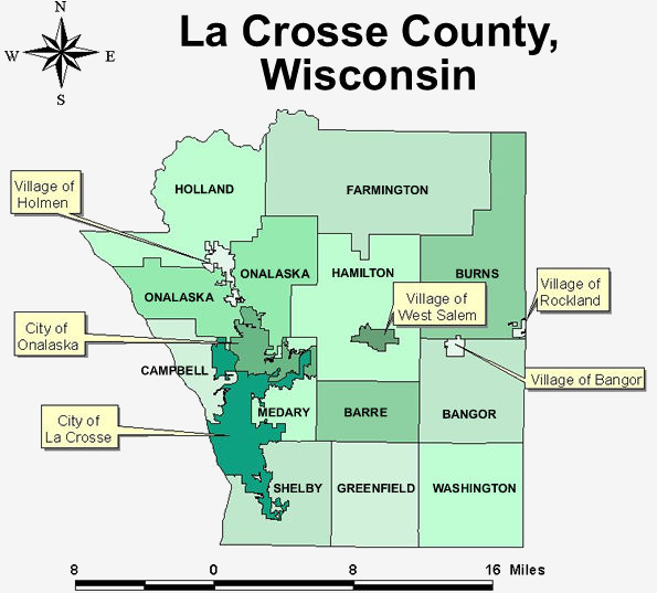Map of La Crosse County. 