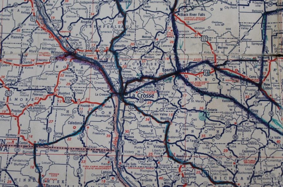 A map from the trip Natalies parents took to pick her up from La Crosse in the Spring of 1952. 