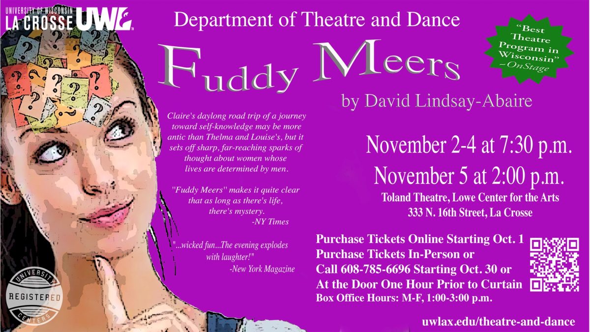 Information about Fuddy Meers. Photo retrieved from UWL Theatre and Dance Facebook page. 