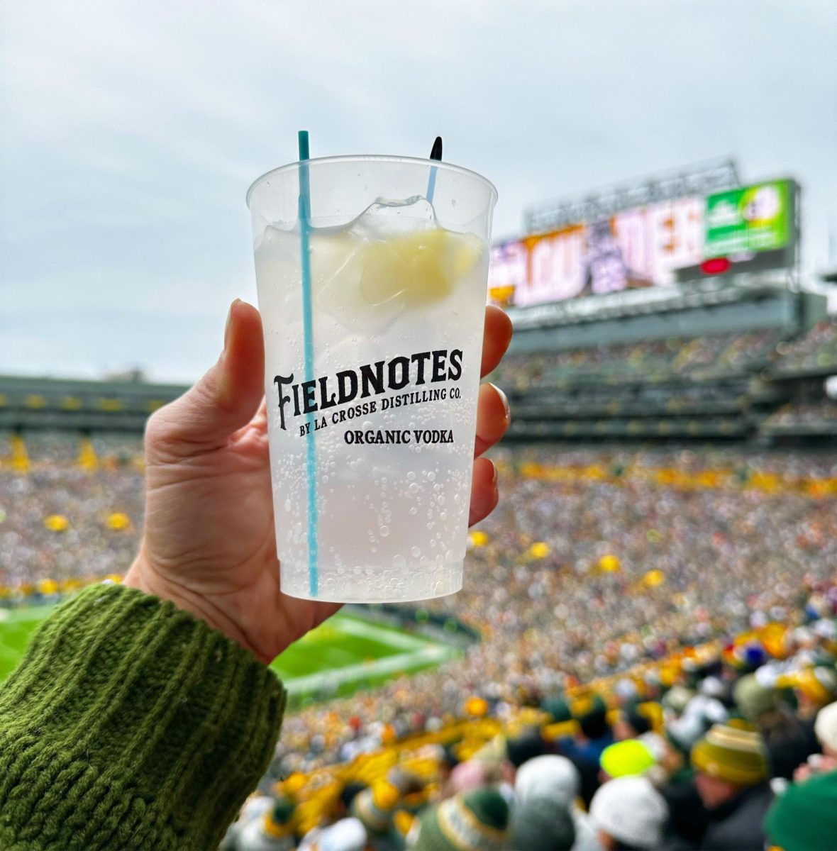 La Crosse Distilling Co.'s Fieldnotes vodka, now proudly served at Lambeau Field. Photo retrieved from La Crosse Distilling Co. 