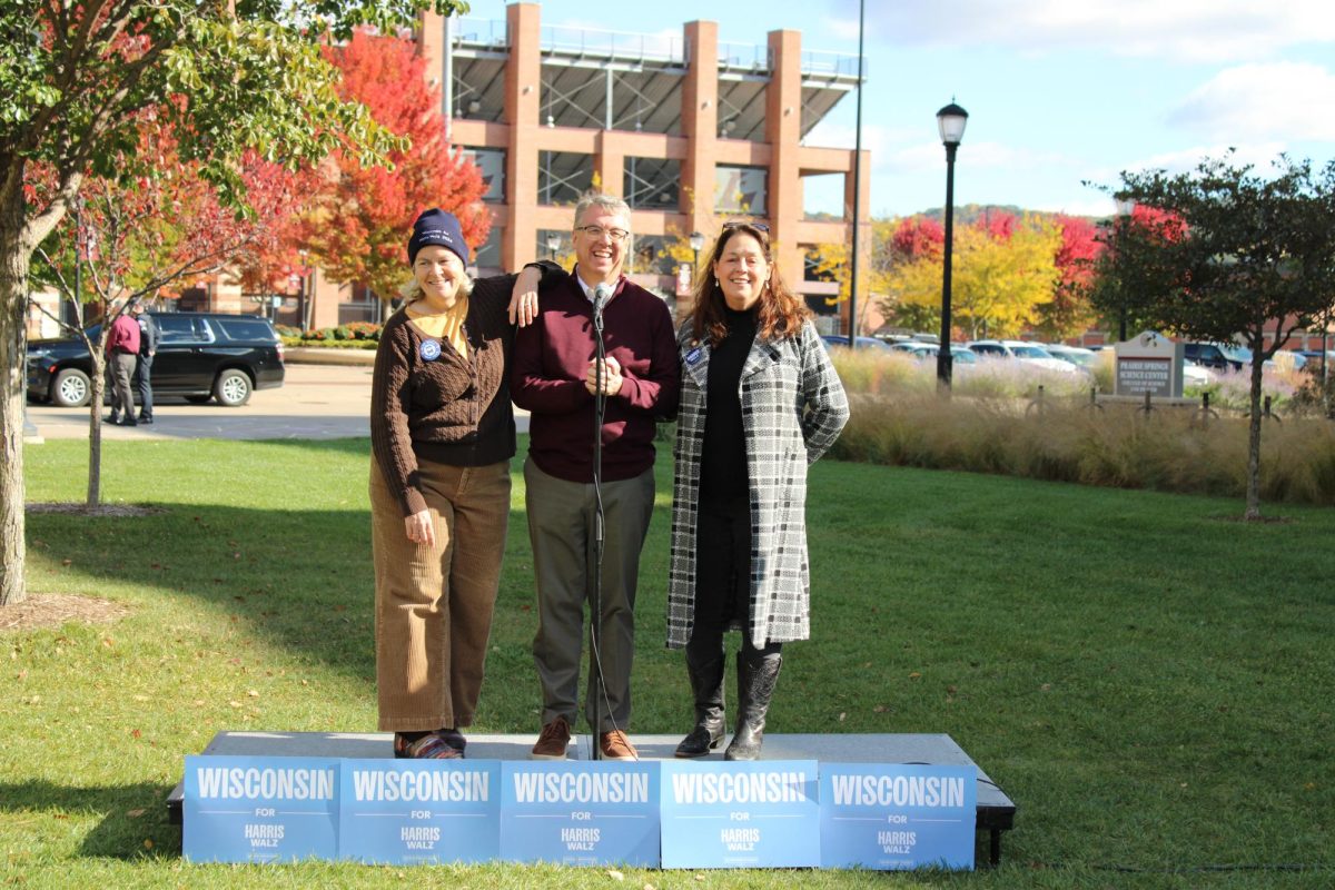 Tara Johnson, Brad Pfaff and Jill Billings pose for photo. 