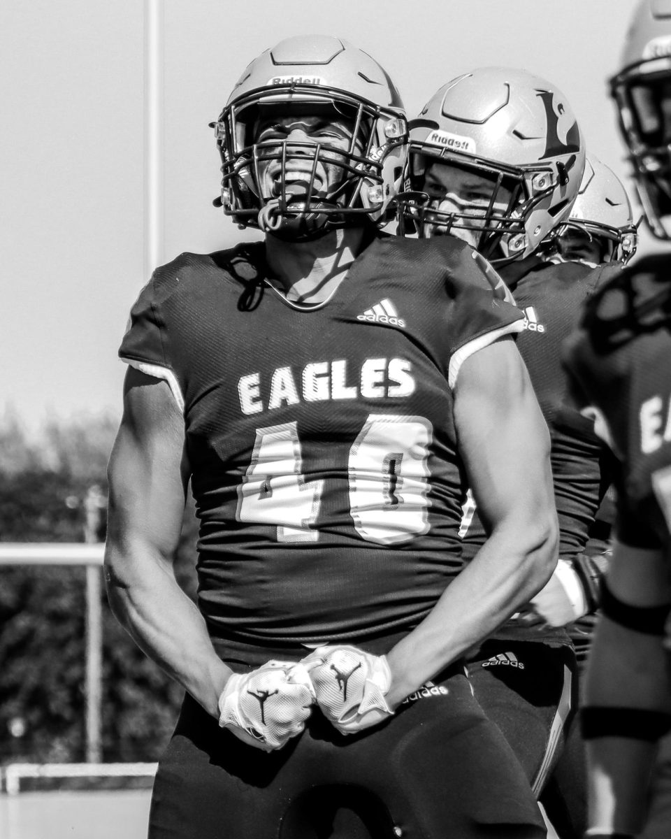 Austin Knade celebrates a big tackle.