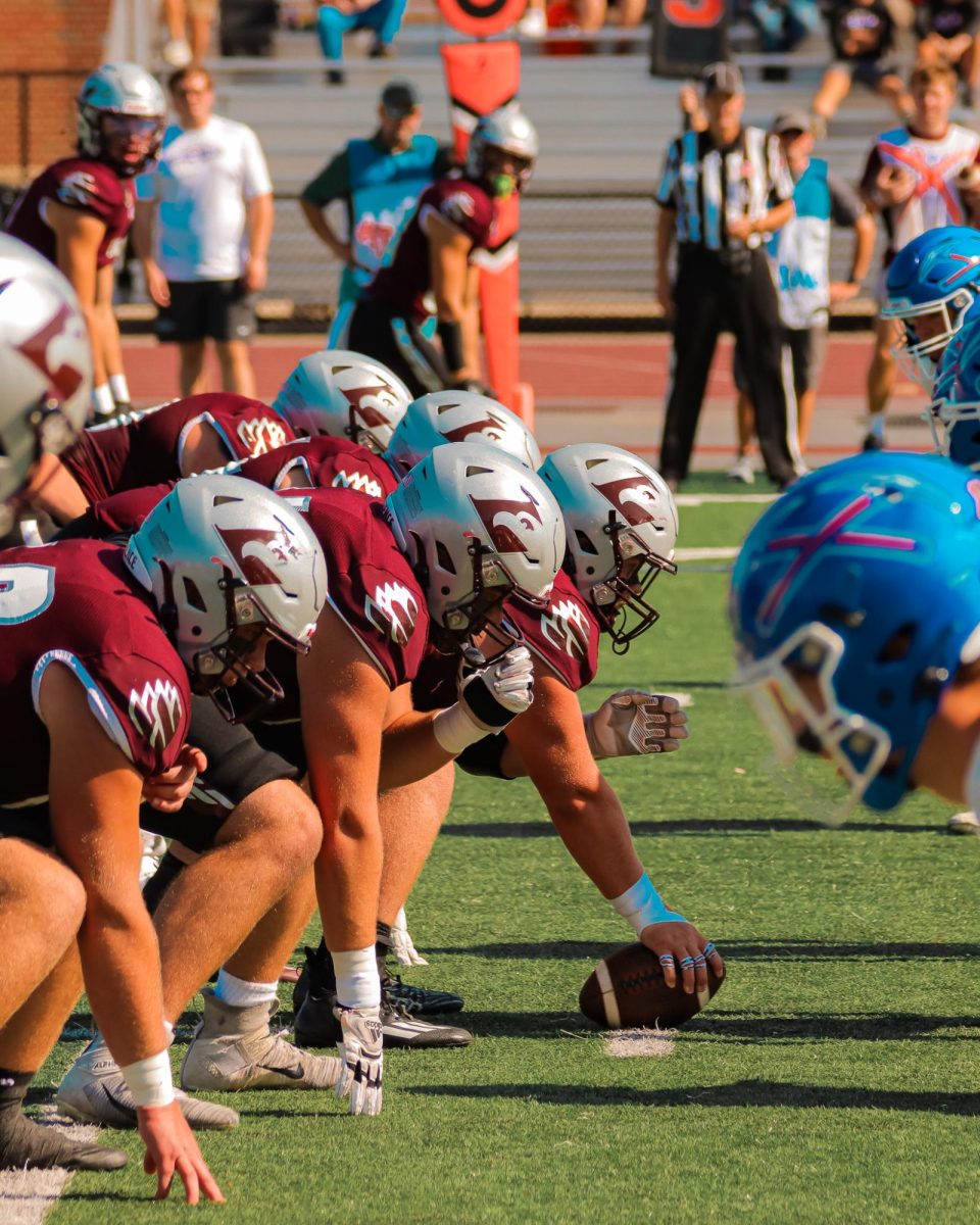 The Eagles' Offensive line before the snap.