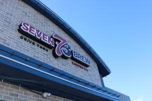 Sign at La Crosse's 7 Brew stand. Photo taken by Isabel Piarulli. 