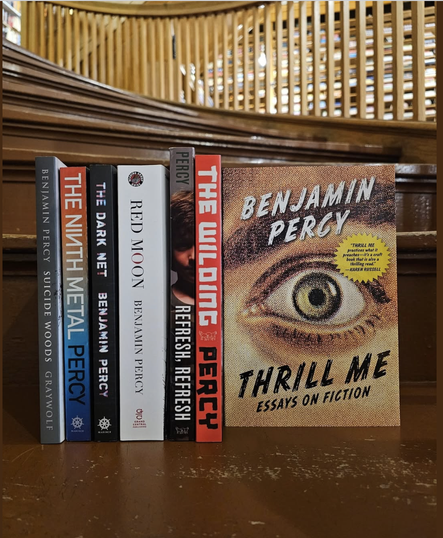 Benjamin Percy's books. Image retrieved from Pearl Street Books' Facebook page.
