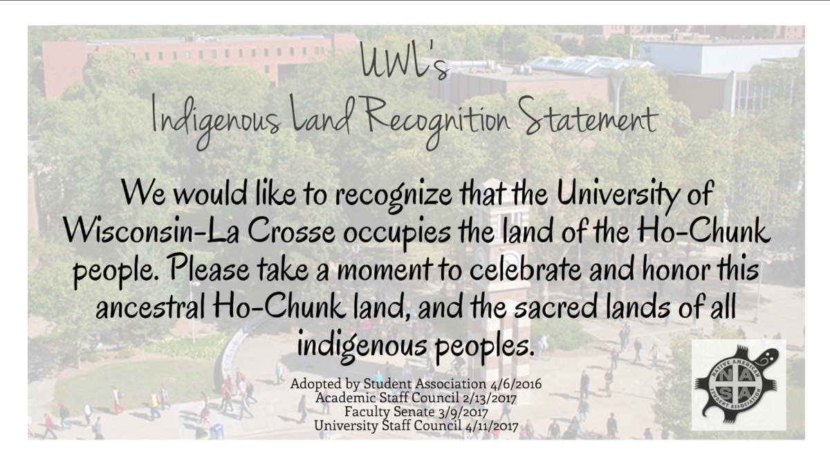 UWL's current Indigenous Land Recognition Statement. (Retrieved from the University of Wisconsin-La Crosse)
