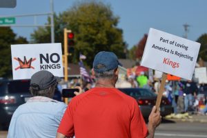 Demonstrators at the "No Kings" protest. Photo captured by Bella Walker.